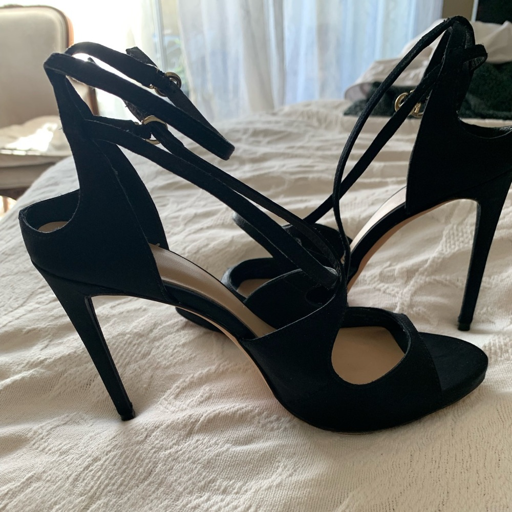 Guess by Marciano Black Satin Evening Sandals 6